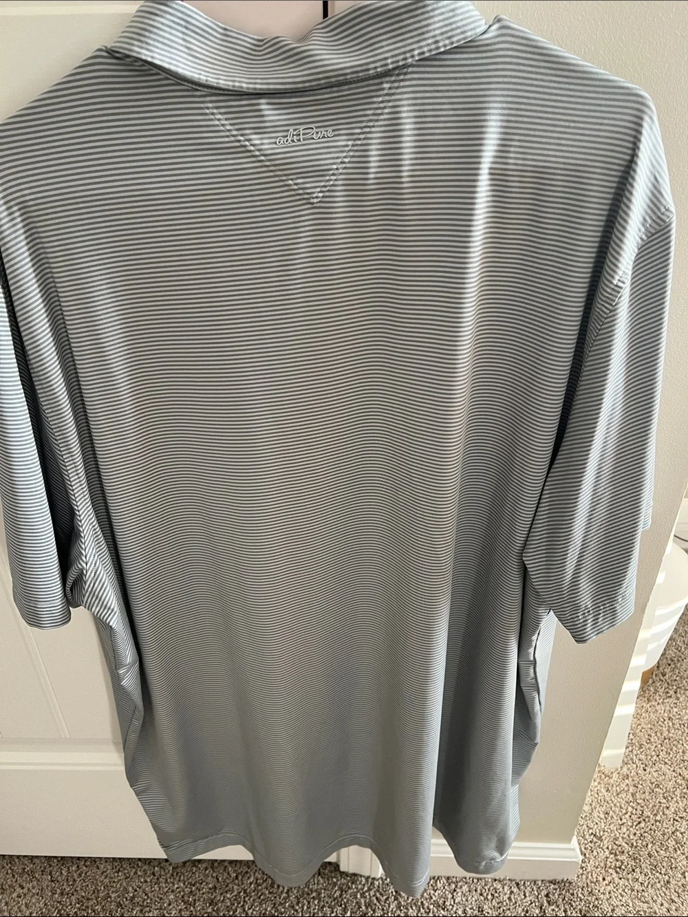 adidas Men’s Gray Thin-Striped Polo